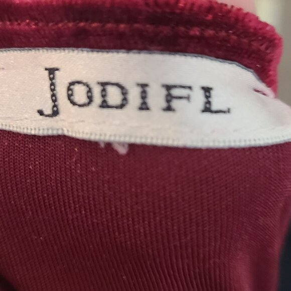 10. Jodifl Women's Long Sleeve Velour Embodary Red Size Large - Picture 10 of 11